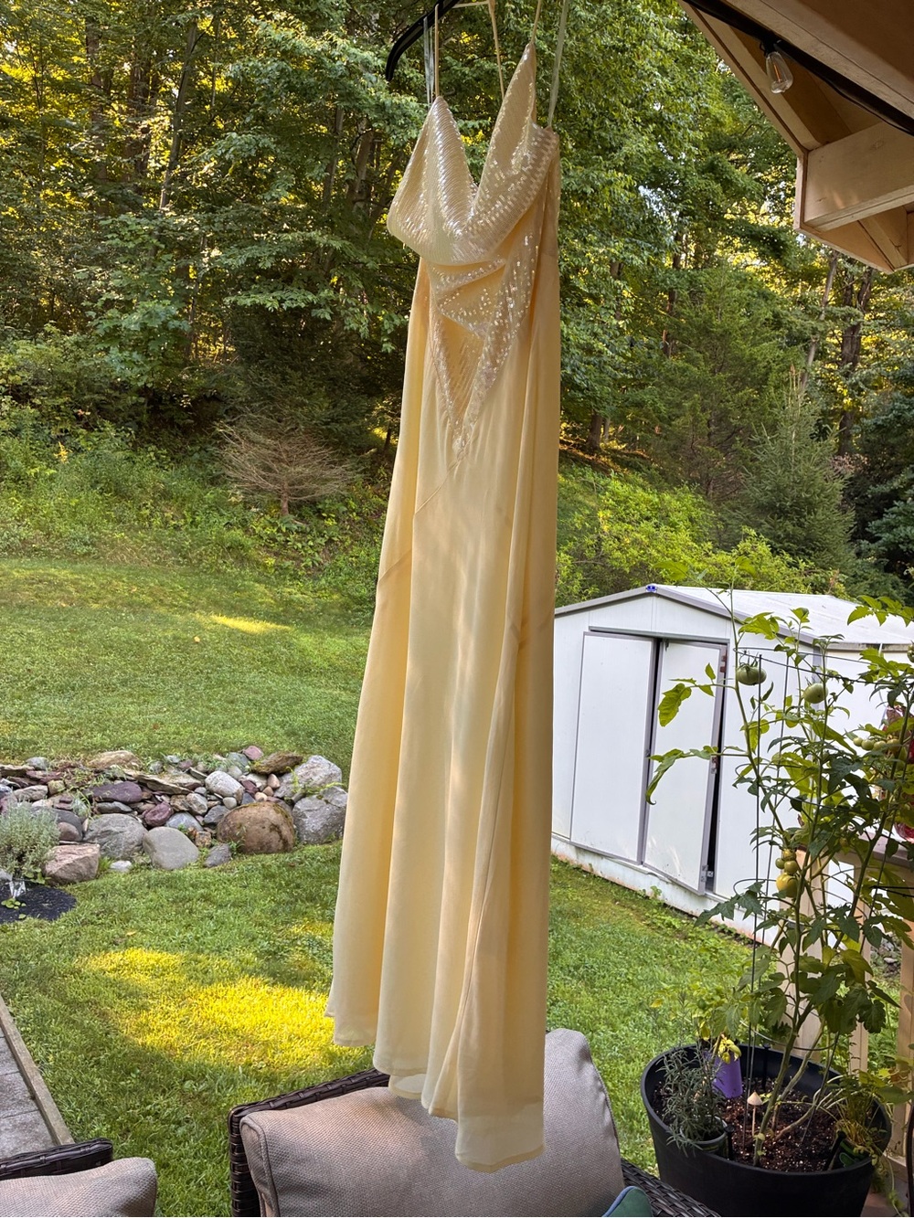 Peppermayo Pale Yellow Sequin Cowl Slip Maxi Dress - Picture 14 of 14